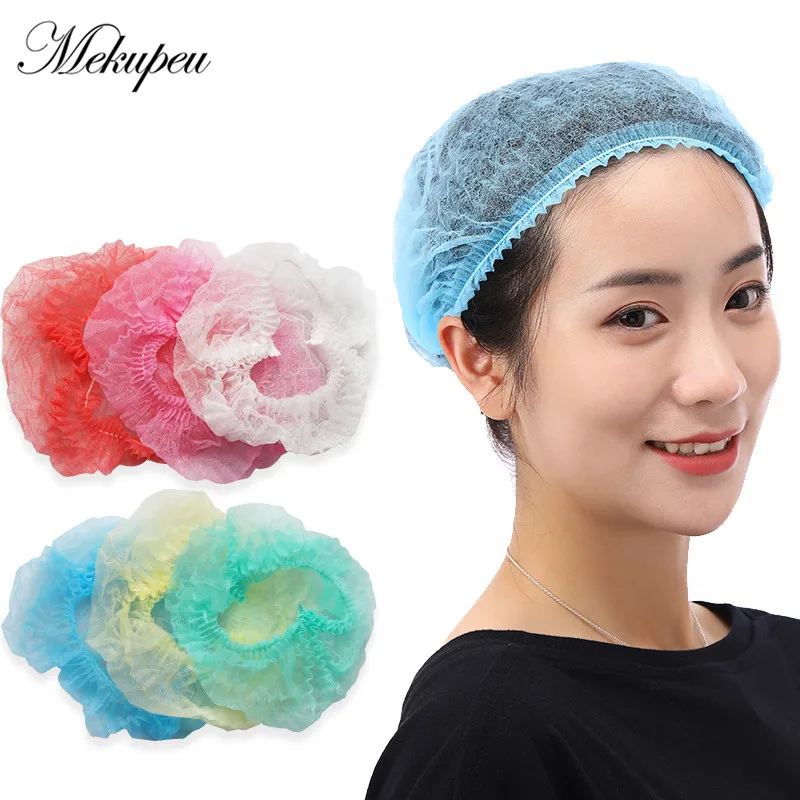 

100PCS Disposable Caps Anti Dust Hat Caps for Spa Beauty Accessories One-Off Elastic Shower Cap