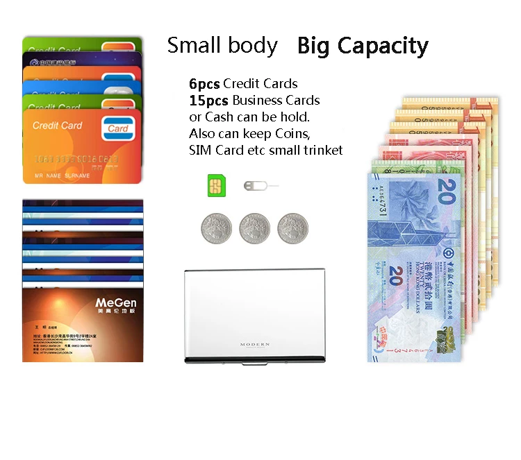 Modern- Brand Stainless Steel Card Holder Wallet Coin Purse Credit Card Organizer RFID Blocking