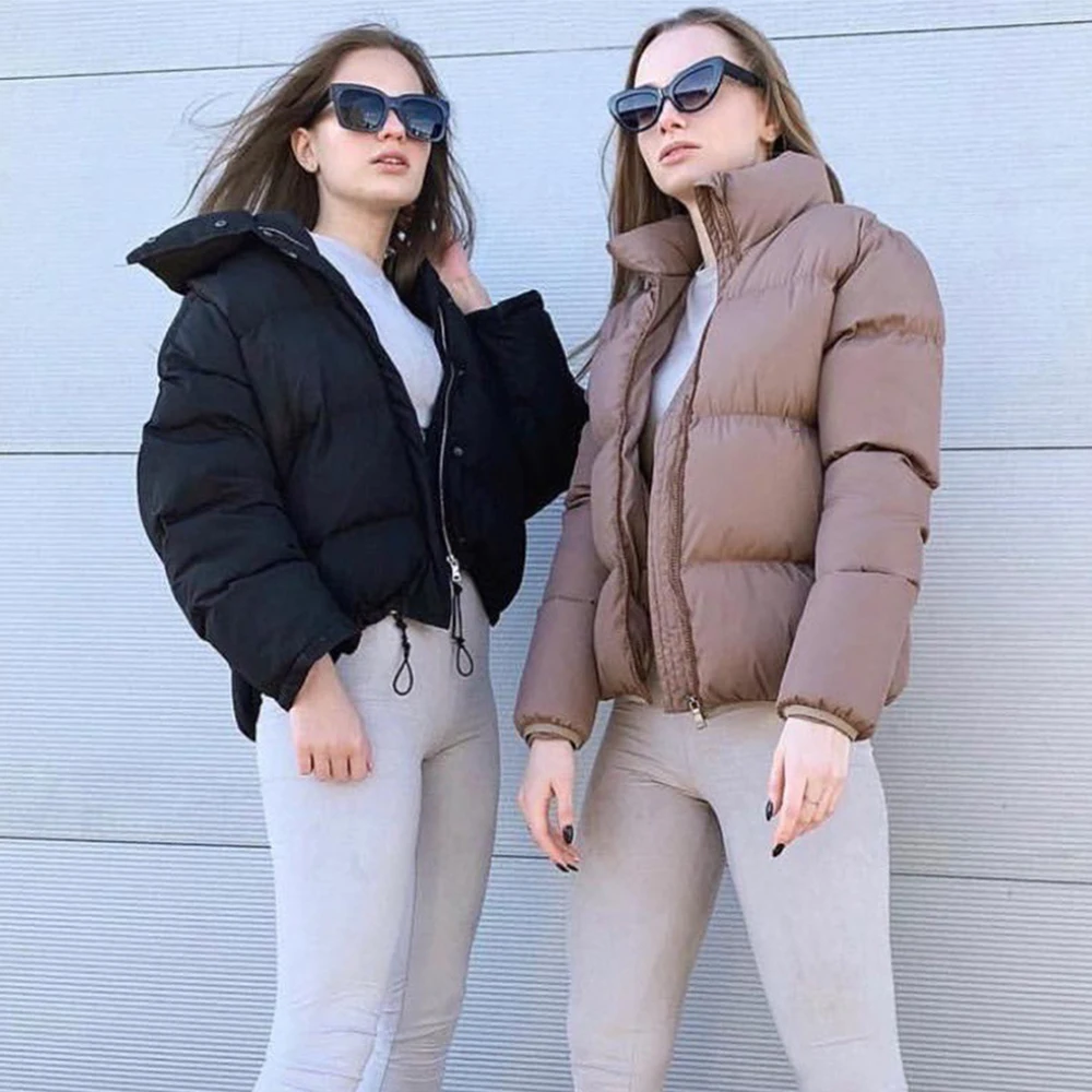 2019 короткая женская куртка зимняя парка с воротником-стойкой длинный рукав