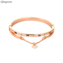 Qingwen Love Roman Bracelet Digital Tassel Heart Temperament Joker Korean Bracelet for Women Jewelry Wholesale CA4526