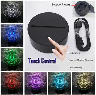 USB Touch 7 Color Светодиодный Декор для сна для малышей Лава мультфильм Покемон Пикачу ночник 7 цветов Изменение Праздничная Вечеринка поставка Рождественский подарок для детей - Испускаемый цвет: USB Touch 7 Color