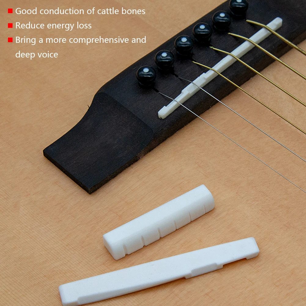 White Guitar Parts  String Classical Guitar Bone Bridge Saddle And Nut Set .z 