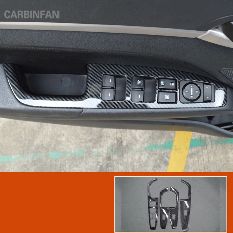 Углеродное волокно внутренняя дверь окно Лифт кнопка переключатель панель Крышка отделка ABS аксессуары для hyundai Elantra C1491