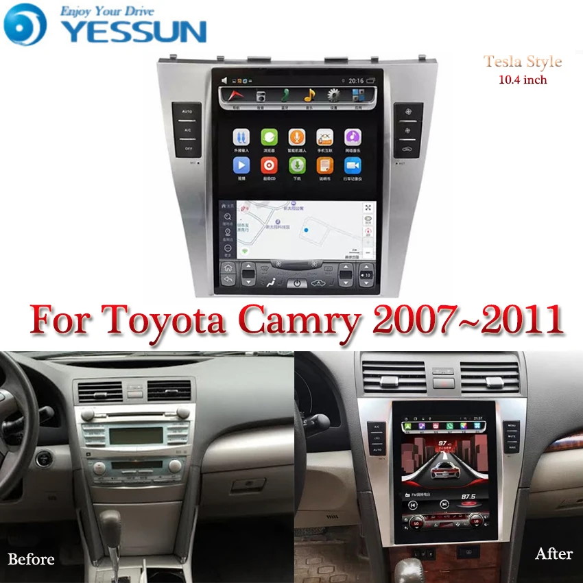 Tesla Screen For Camry XV40 2007 2011 Car Android Multimedia Player 10 4 Inch Car Radio Stereo 