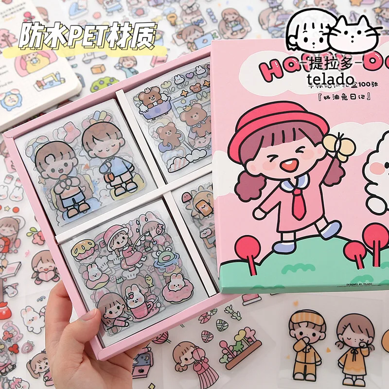 20 pcs/set Kawaii Telado Cream Rabbit Daily PET Waterproof Stickers Scrapbooking Diy  Diary Stationery Sticker Cute