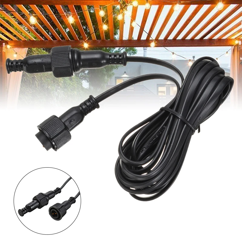

3m Black Extension Cable For G40 String Light Patio Outdoor Backyard Garland Lights Extension Cord Line