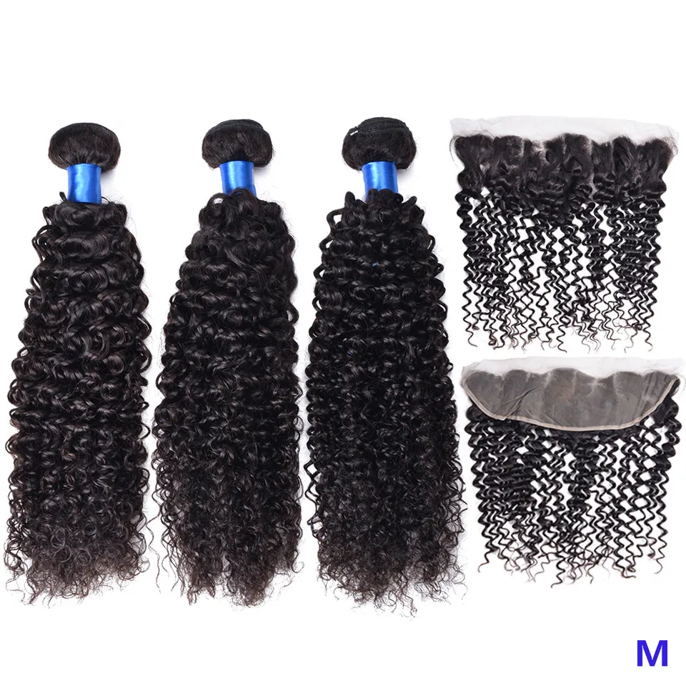 OYM HAIR Curly Human Hair Bundles With Closure 8”-26” Middle Ratio Malaysian Non-Remy Frontal | Шиньоны и парики