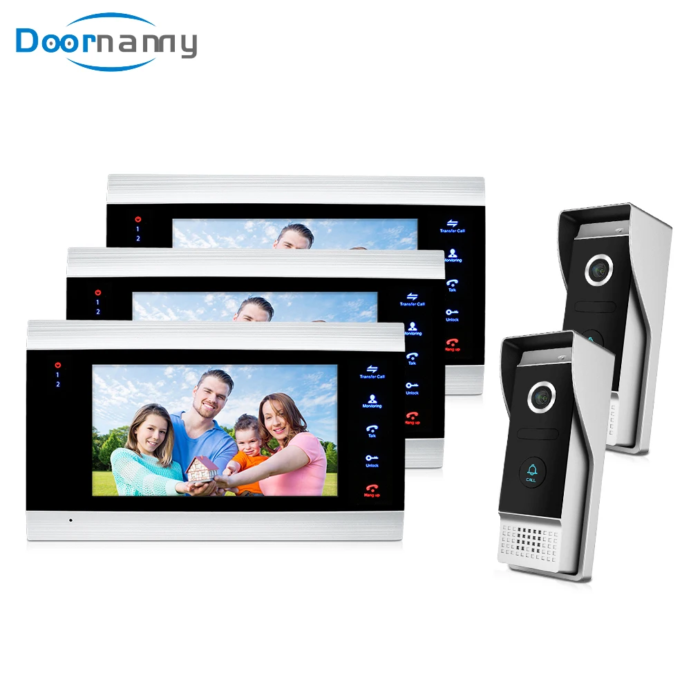

Doornanny Video Intercom System For Villa Apartments Wired 2 Outdoor Doorbells Doorphone 3Monitors Access Control Bell Door