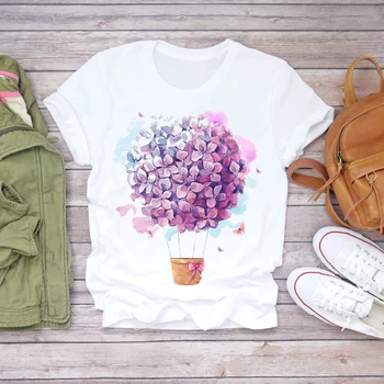 

Women 2020 New Summer Short Sleeve Floral Flower Fashion Lady Tshirts Tops Ladies T Shirt Womens Graphic Female Tee T-Shirt
