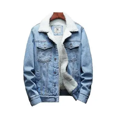 Джинсовая куртка мужская зимняя Флисовая теплая утолщенное пальто Модная