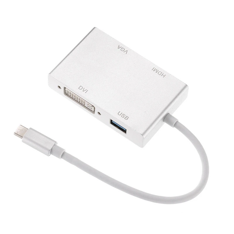 

MOOL 4 In 1 Type C Male To Hdmi Vga Dvi Usb 3.0 Female Adapter Converter Support 4 K 1080 P For Macbook Google Chromebook Pixel