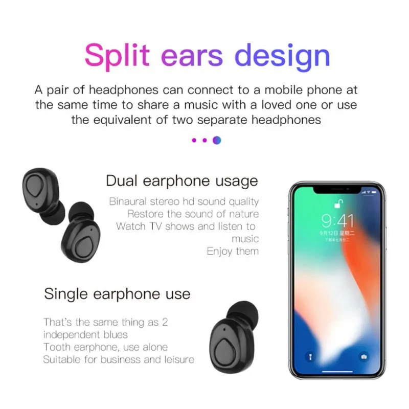Для Bluetooth Беспроводная мини гарнитура Bluetooth с зарядным устройством 2-в-1 соединение антирадиационные монофические вакуумные/бинауральные гарнитуры музыкальные наушники