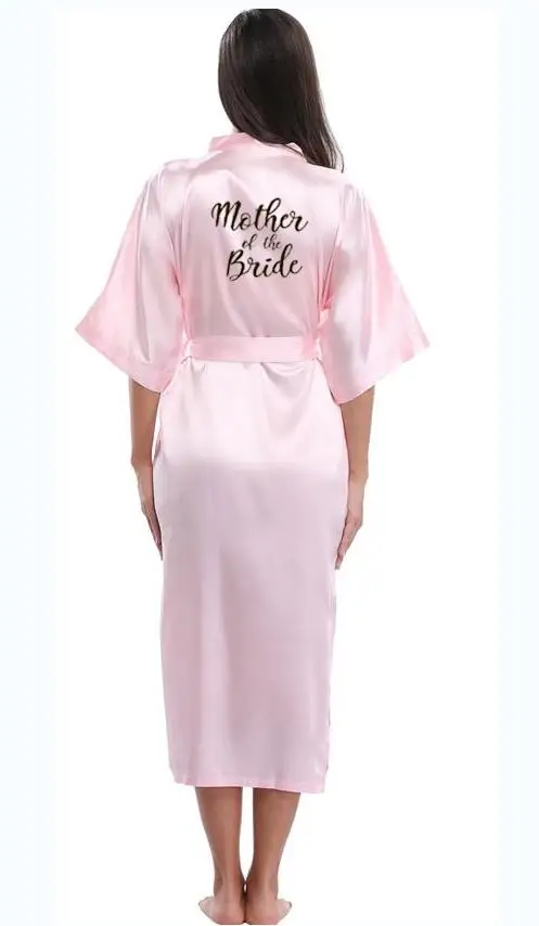 Bridesmaid Pink Long Large Plain Mother Bride Kimono Silk Satin Night Dress Gown Wedding Robes Bathrobe Lace Robe Ladies