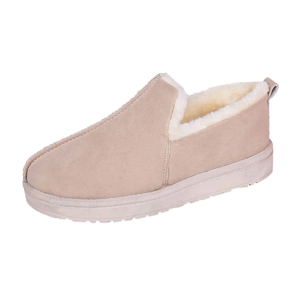 

Women Slip-On Suede warm fur plush Insole shoes woman Shallow Solid Color Flat Heel Round Head Boots Warmer Hiking Snow Boots