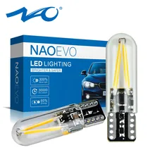 NAO W5W светодиодный лампы T10 светодиодный дневные ходовые огни для салона автомобиля светильник SMD 194 168 COB Стекло авто лампы накаливания 12 V, красный, белый, желтый; f: кристально-голубой; Новинка