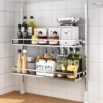 

Kitchen shelf without drilling, space top telescopic sink cabinet, window sill rack