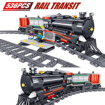 

New Technic Series Train Station Model Kit Compatible Rail Track Building Block DIY Bricks Toys For Children Gifts