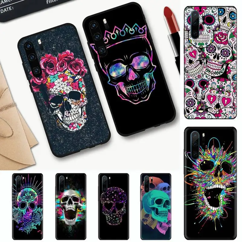 

Skeleton colourful skull art Phone Case Funda For Huawei P9 P10 P20 P30 Lite 2016 2017 2019 plus pro P smart