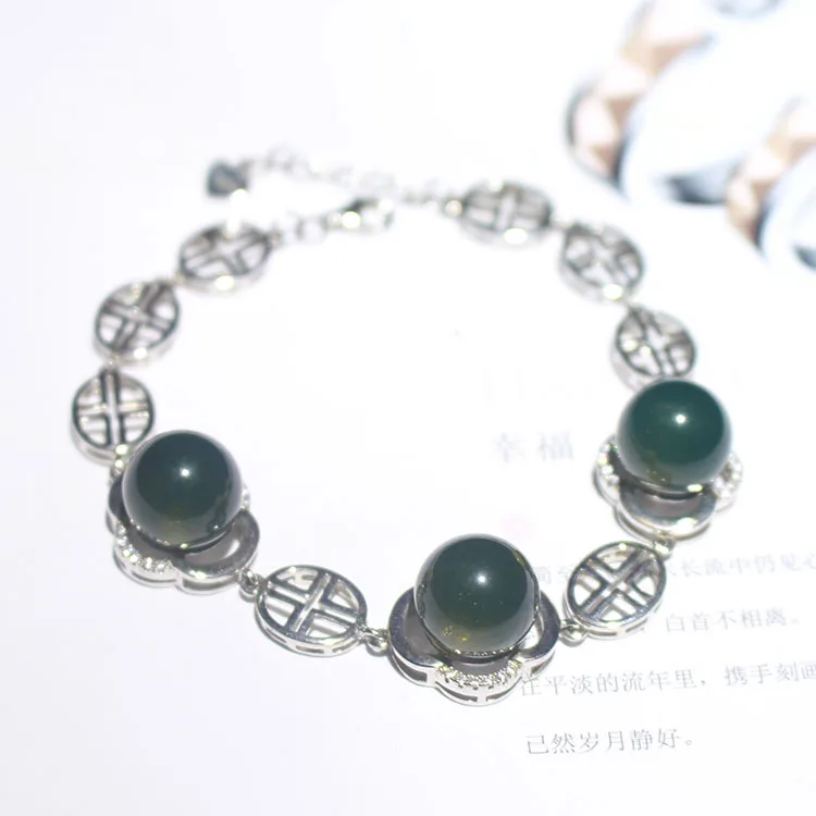 

Blue Amber 925 Sterling Inlaid Bracelets Beautiful Generous Natural Raw Ore a Large Amount Style