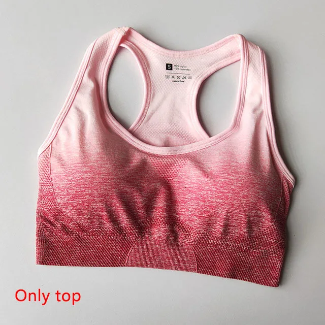 Rose Red Top 2 унида/Комплект Одежда для йоги Тренажерный зал пупок со спортивным бюстгальтером без шитья леггинсы тренировочный костюм женский фитнес - Цвет: Rose Red Top