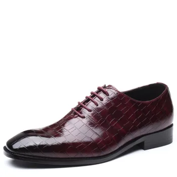 

Men Leather Dress Shoes Lace Up Plaid Breathable Solid Color Shoes Business Party Wedding Office Dress Shoes Men Leather Shoes