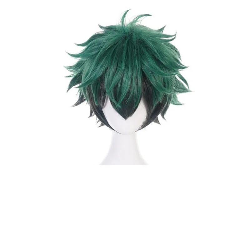 My Hero Academy аниме Midoriya izku косплей одежда Высокая температура проволочное волокно парик термостойкие короткие зеленый градиент черный