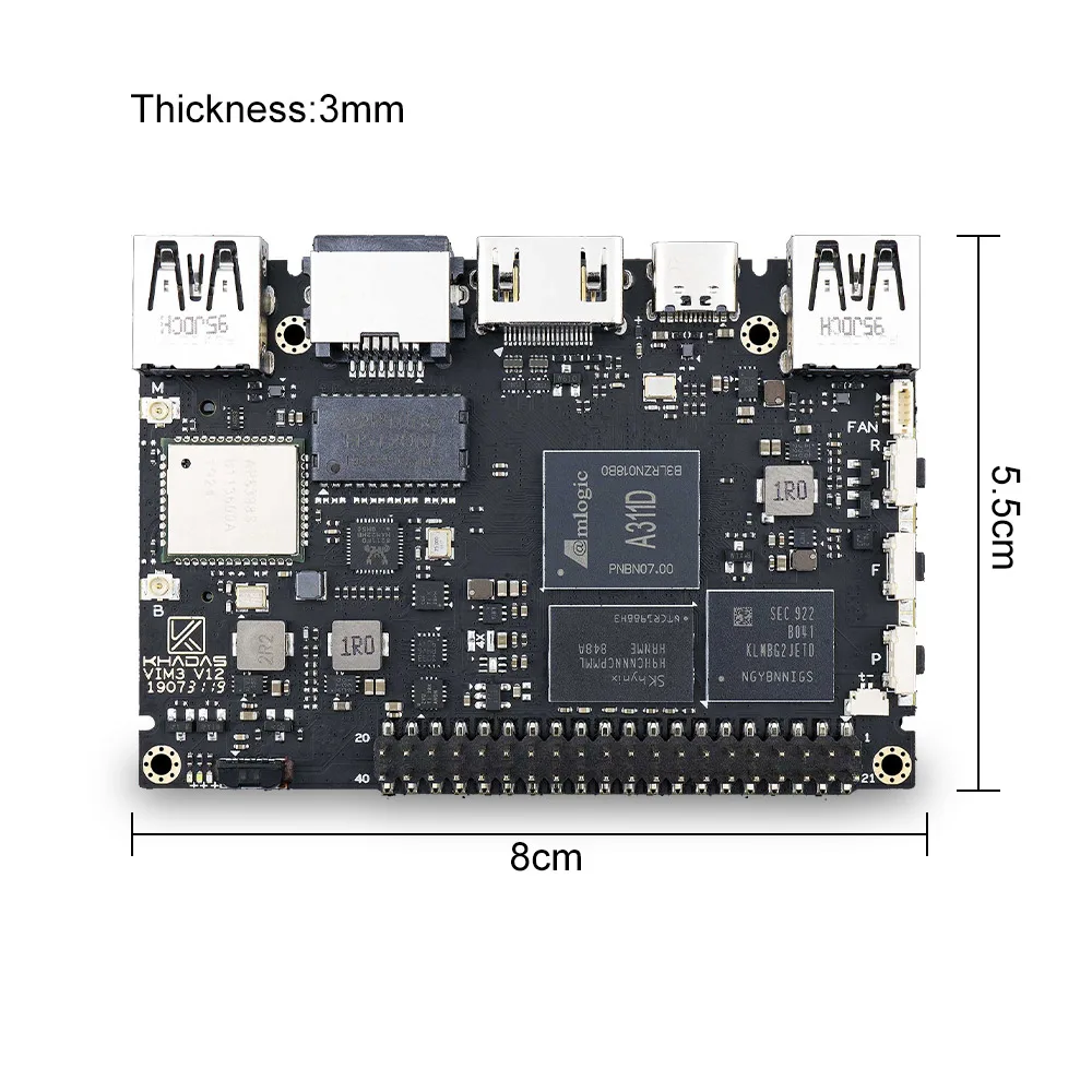  Khadas VIM3 single board computer Amlogic A311D With 5.0 TOPS NPU AI tensorflow x4 Cortex-A73 x2 A5