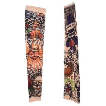 

2x Skull Scorpion/Skull Crown Stretchy Temporary Tattoo Arm Sleeve Stocking for Child