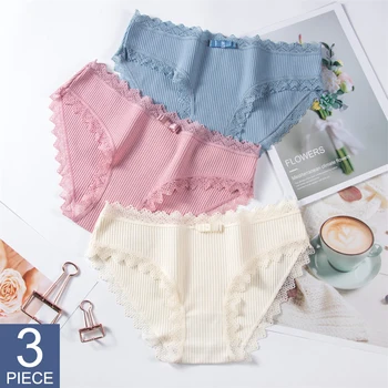 

Sexy Lace Panties For Women Girls Underwear Cotton Panty Soild Elasticity Comfortable Low-Rise Lingerie High Quality Briefs