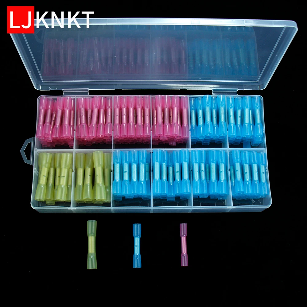 

100/200pcs Combination Heat Shrink Butt Connectors Wire Splice terminals AWG 22-10 Kit Waterproof insulation