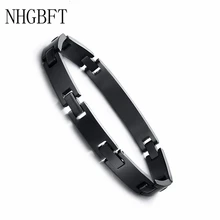 NHGBFT классический браслет из нержавеющей стали с цепочкой мужской черный серебряный цвет ID браслет