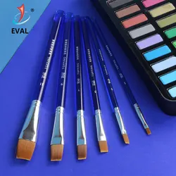 Oval – ensemble de pinceaux à peinture en Nylon, 6 pièces, pour peinture à l'huile acrylique, aquarelle, manche en acrylique bleu, brosse à dessin, fournitures d'art 