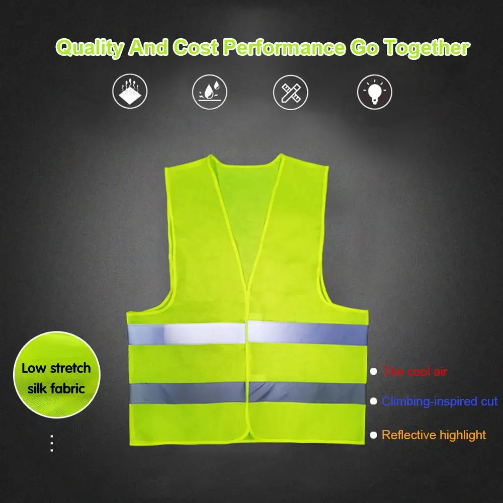 Night Cycling Safety Protect Reflective Coat High Visible Work Security Reflective Vest Unisex Breathable Waistcoat