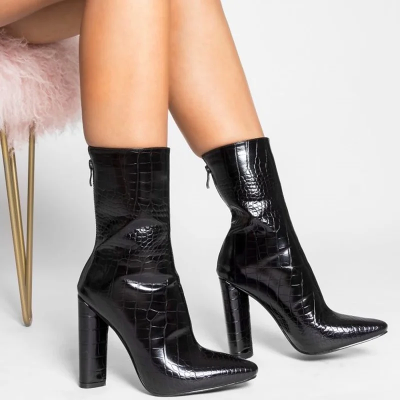 croc print sock boots