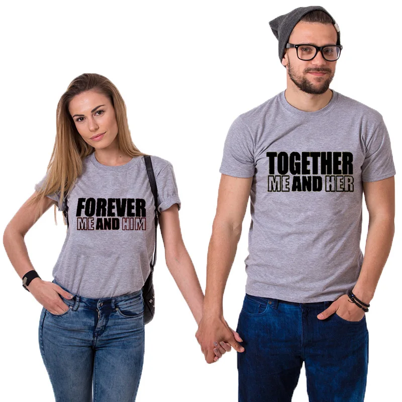 EnjoytheSpirit Together Forever Me and Her Him парная футболка футболки для пары футболка с коротким рукавом для отдыха черная модная футболка