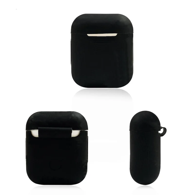 Однотонные мягкие чехлы для наушников для Apple AirPods 1 2 Чехол для зарядного устройства для Airpods - Цвет: black 1pcs