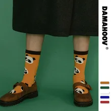 Большой отель серия панда Добро пожаловать к иллюстрации мультфильм милый чёсаный Хлопок Весна и лето женские носки