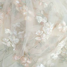 1 метр 135 см абрикос изысканная вышивка цветок сетчатая Тюлевая кружевная ткань diy свадебное платье модные аксессуары ткань