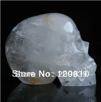 zhx 514 Natural Quartz Rock Skull Carving,Realistic,Crystal Healing