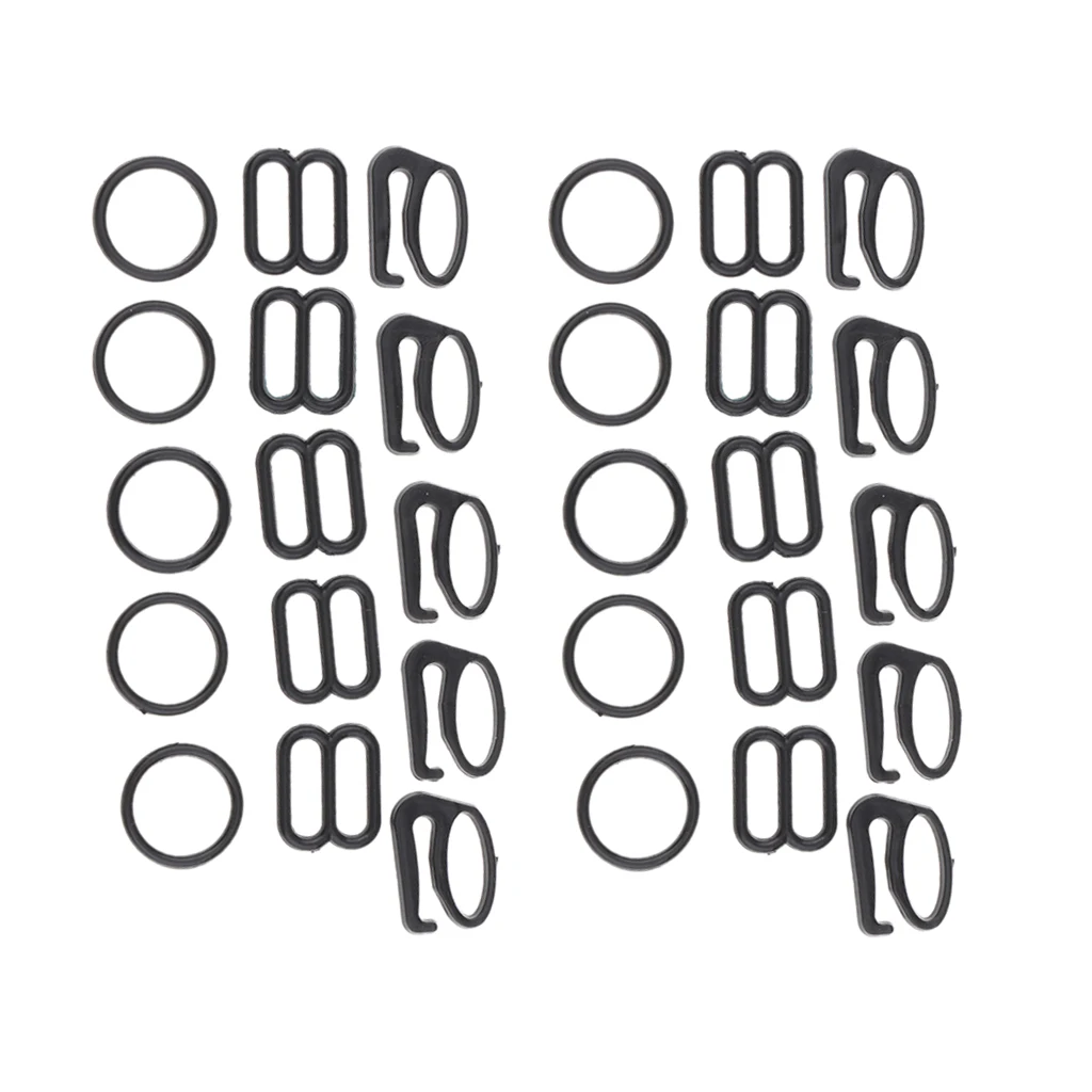 20 комплектов черный бюстгальтер пластиковый ремешок регулятор слайдер/Крючки/уплотнительное кольцо белье ремесло