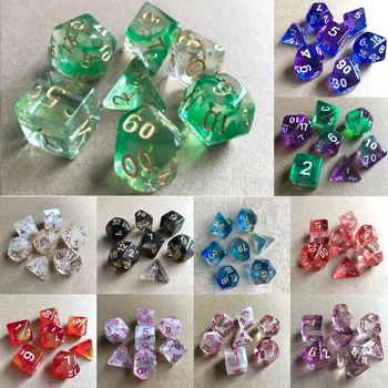 

7pcs Acrylic Colored Multi Side Dice Digital Small Dices Set Two-color Dice Transparent Board Game Toys for Dungeons and Dragons