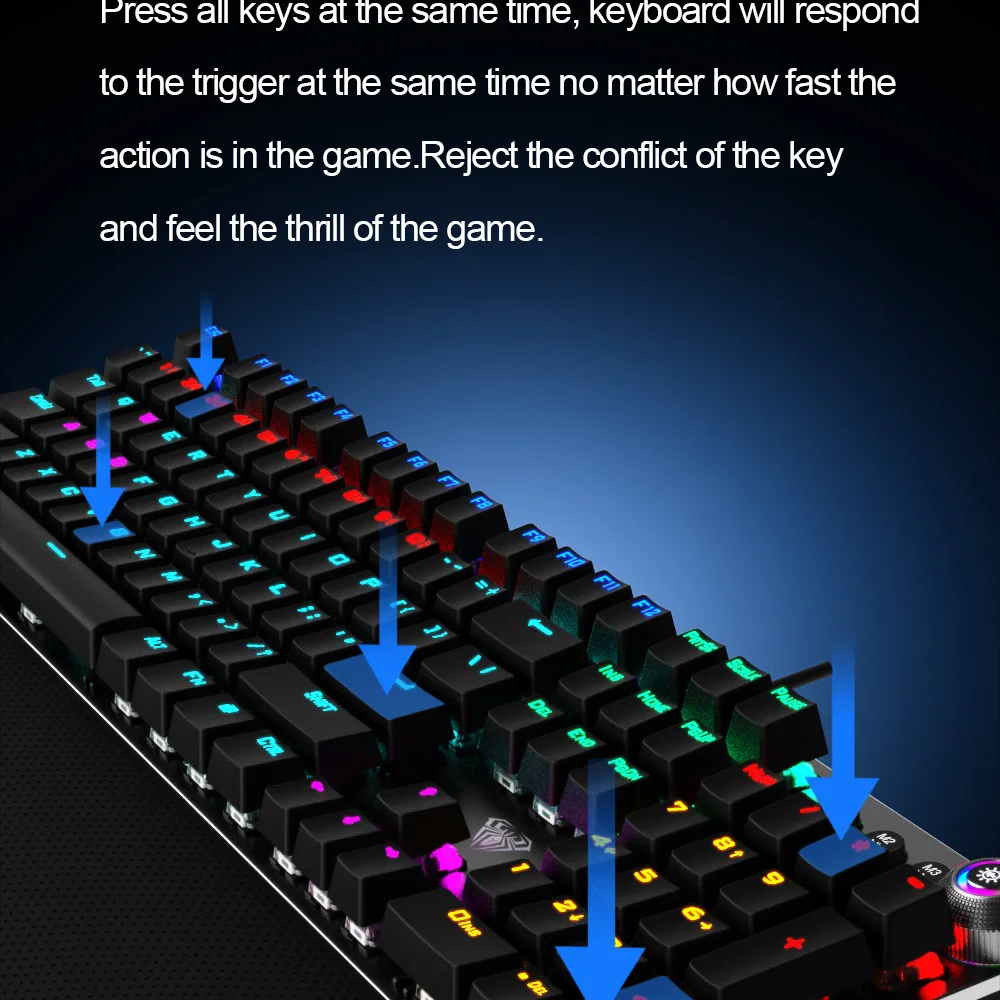 AULA F2088 Mechanical Gaming Keyboard Anti-ghosting 104 brown Switch blue Wired Mixed Backlit Keyborad for Game Laptop PC