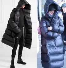 

White Duck Down WomenMid Length Hooded Down Jacket Loose Winter Coat for Women