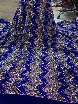 

Top selling Mysterious pattern velvet Fabric for women dress with colorful sequins 2WV5 good quality African velvet lace Fabric
