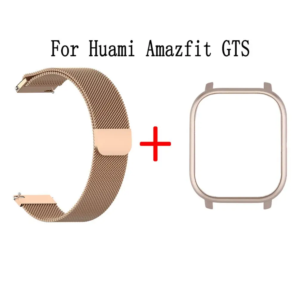 Для Xiaomi Huami Amazfit GTS Smart Watch Band 2в1 металлический браслет+ PC чехол для Amazfit GTS Миланский ремешок на запястье защитный чехол - Цвет: Package 5