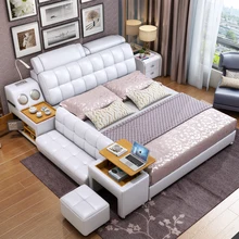 Современные спальные гарнитуры мебель для спальни многофункциональная Массажная кожаная кровать