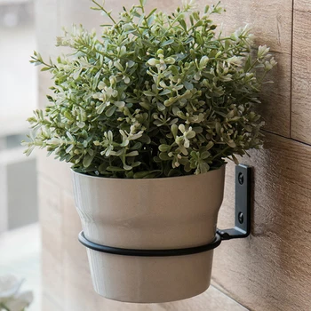 

3pcs Outdoor Wall Mounted Ring Shape Balcony Easy Install Hanging Tray Holding Iron Flower Pot Rack Anti Rust Black