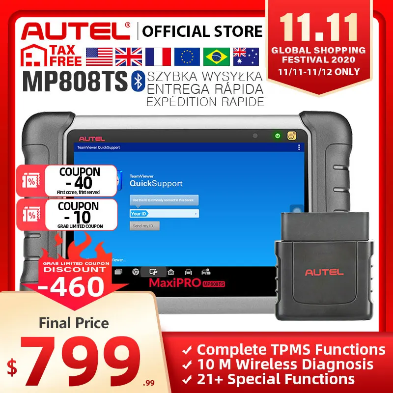 £735.27 Autel Maxipro Mp808ts Diagnostic Tool Automotive Scanner Bluetooth Wifi