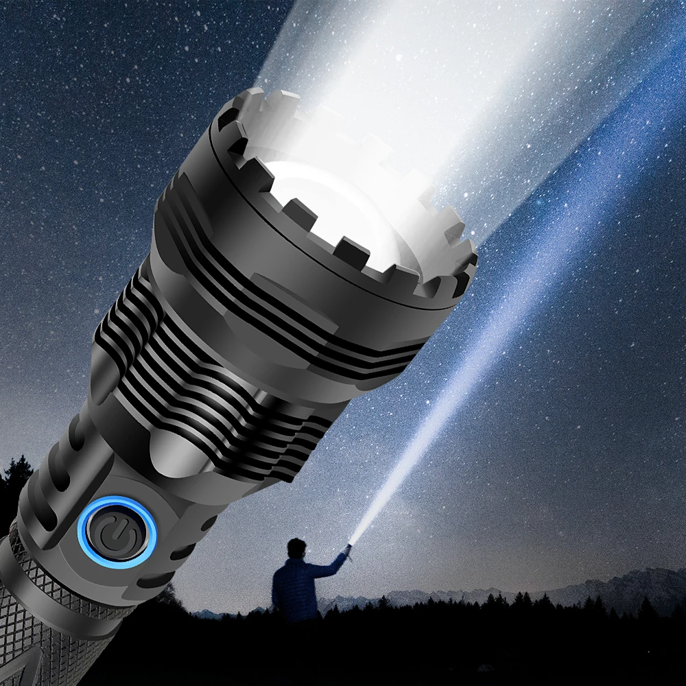 Самый яркий в мире светодиодный фонарь IPX5 Водонепроницаемый XHP70 фонарь с дисплеем питания используется батарея 26650 50 Вт для кемпинга