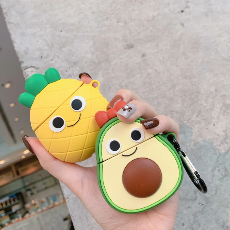 

Earphone Case For AirPods Case 3D cute Cartoon pineapple fruit Protective Cover For Apple Air pods 2 Anti-fall Cases With hook
